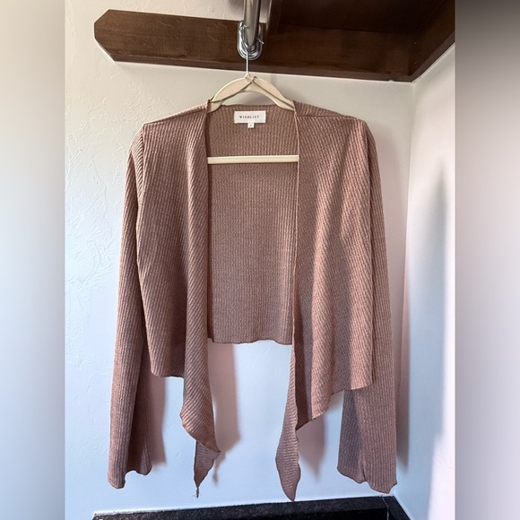 Wishlist Brown Cardigan Open Tie Front Small NWOT - Picture 4 of 6
